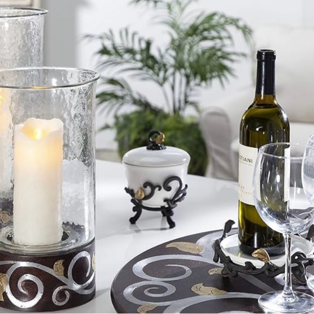 GG Collection White Ceramic Jar with Black and Gold Details - Picture 3 of 3